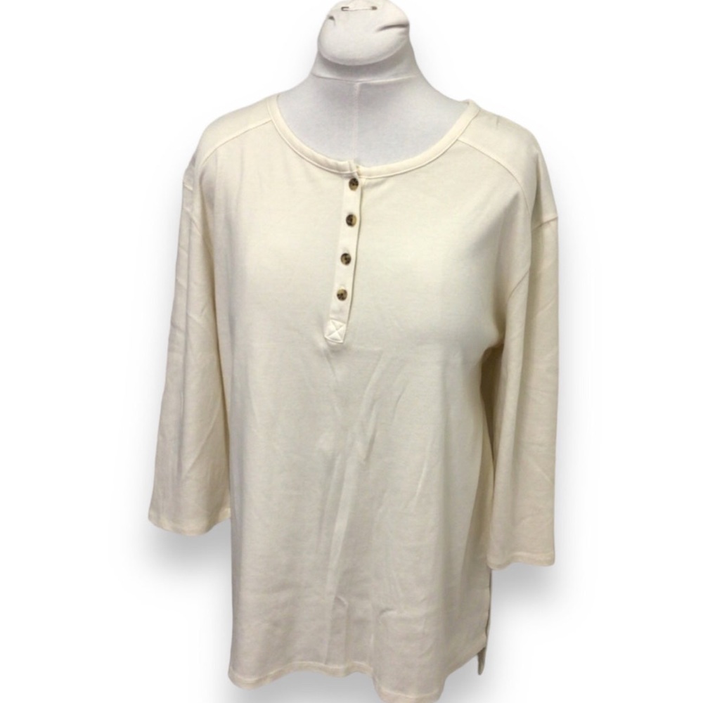 Koolaburra by UGG Women’s Long Sleeve Henley Top Casual Loungewear Ivory M